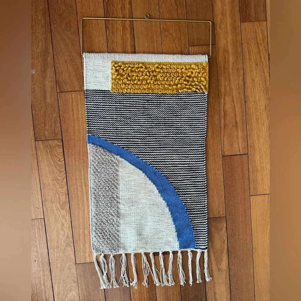 Abstract Woven Wall Hanging with Fringe